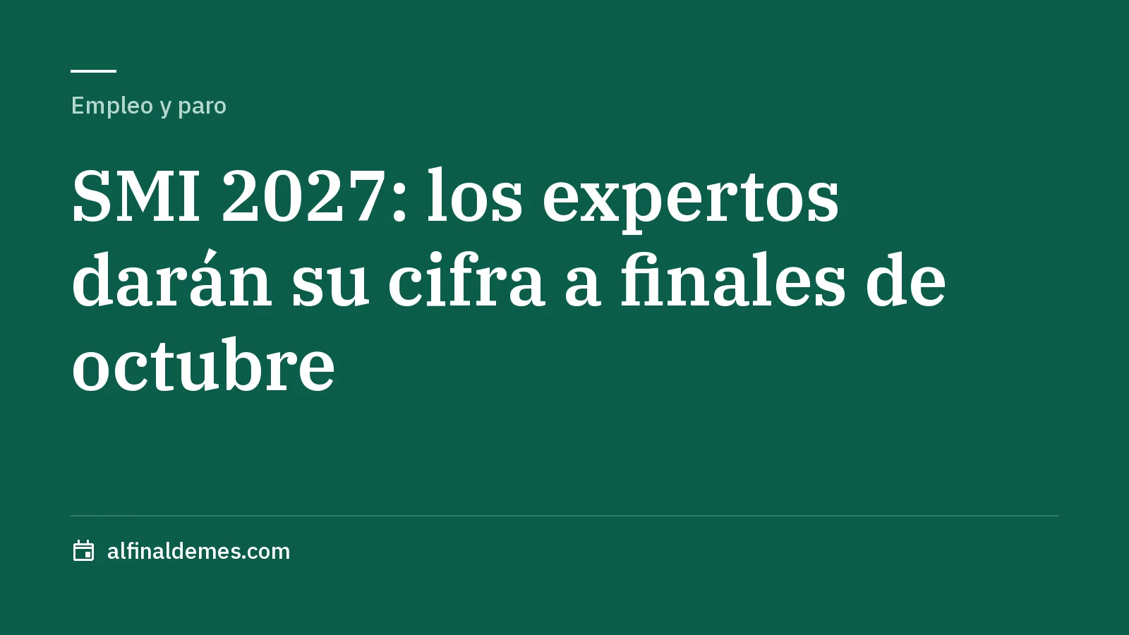 Portada: SMI 2027: los expertos darán su cifra a finales de octubre